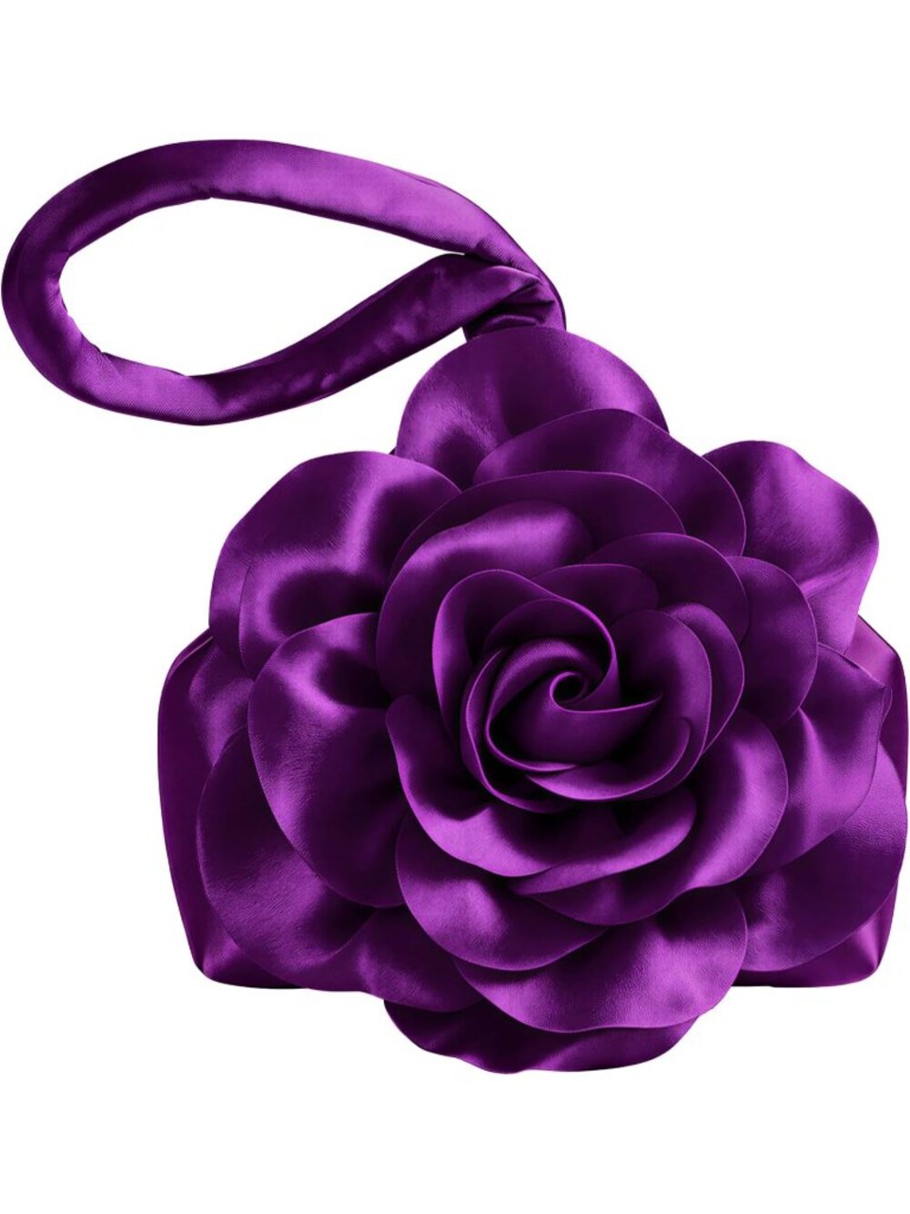 〽️ Women’s Purple Satin Flower Triangle Clutch Wristlet Purse Evening Bag
